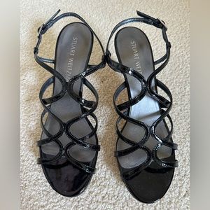 Stuart Weitzman Black Patent ‘Turning Up’ Sandals